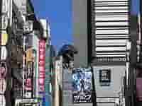新宿歌舞伎町、ゴジラヘッドを見上げる。